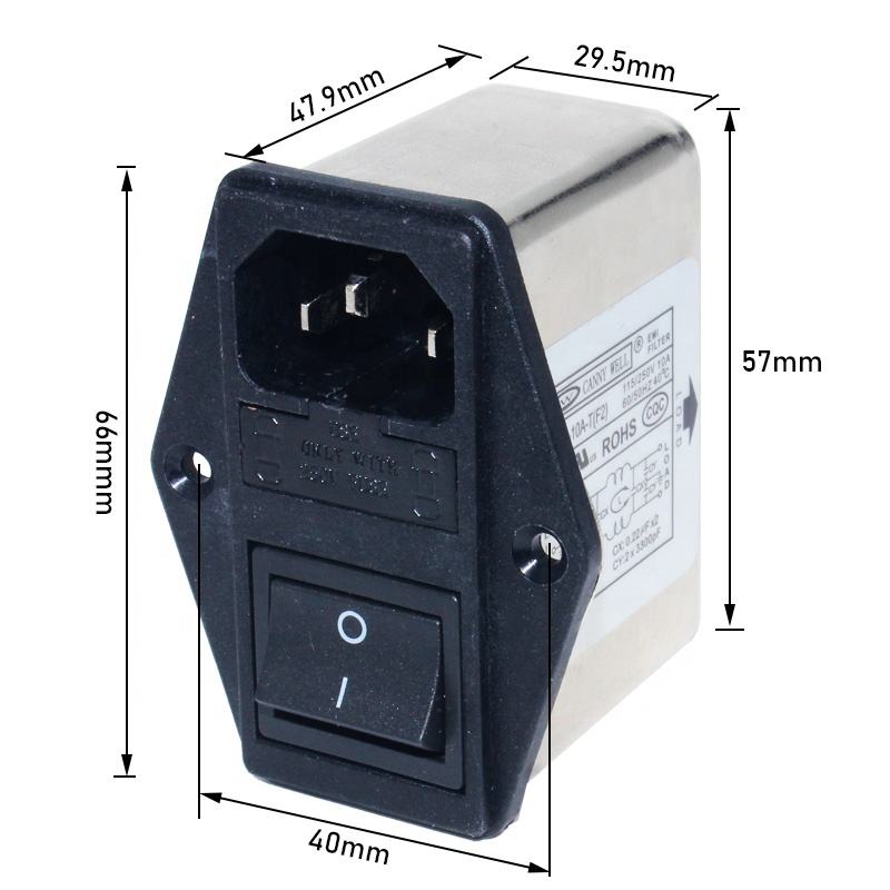 Modul EMI Filter AC 10A | Power Socket + Fuse + Saklar ON/OFF - Image 2